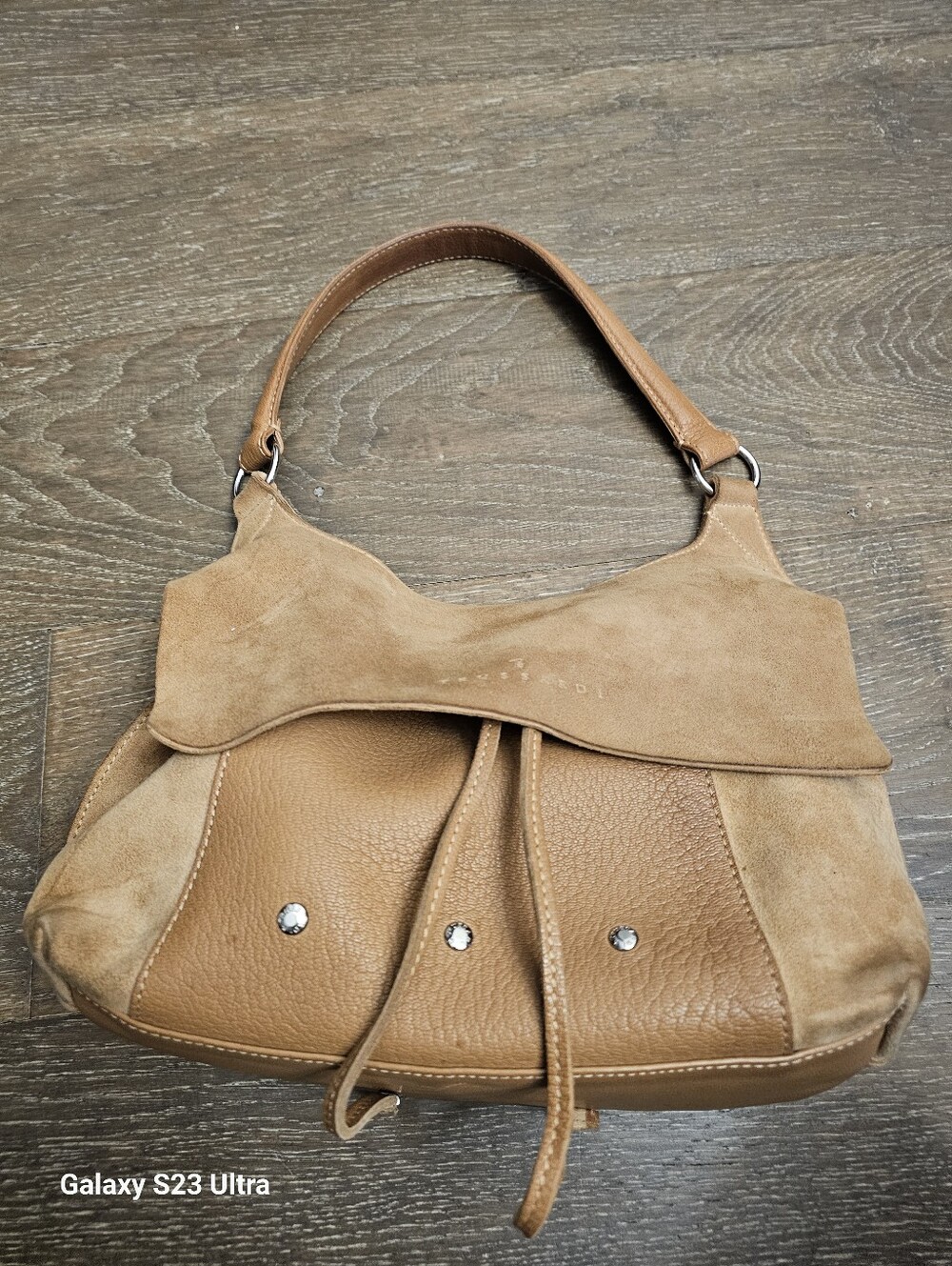 Trussardi Leather and Suede Biege Hobo Bag